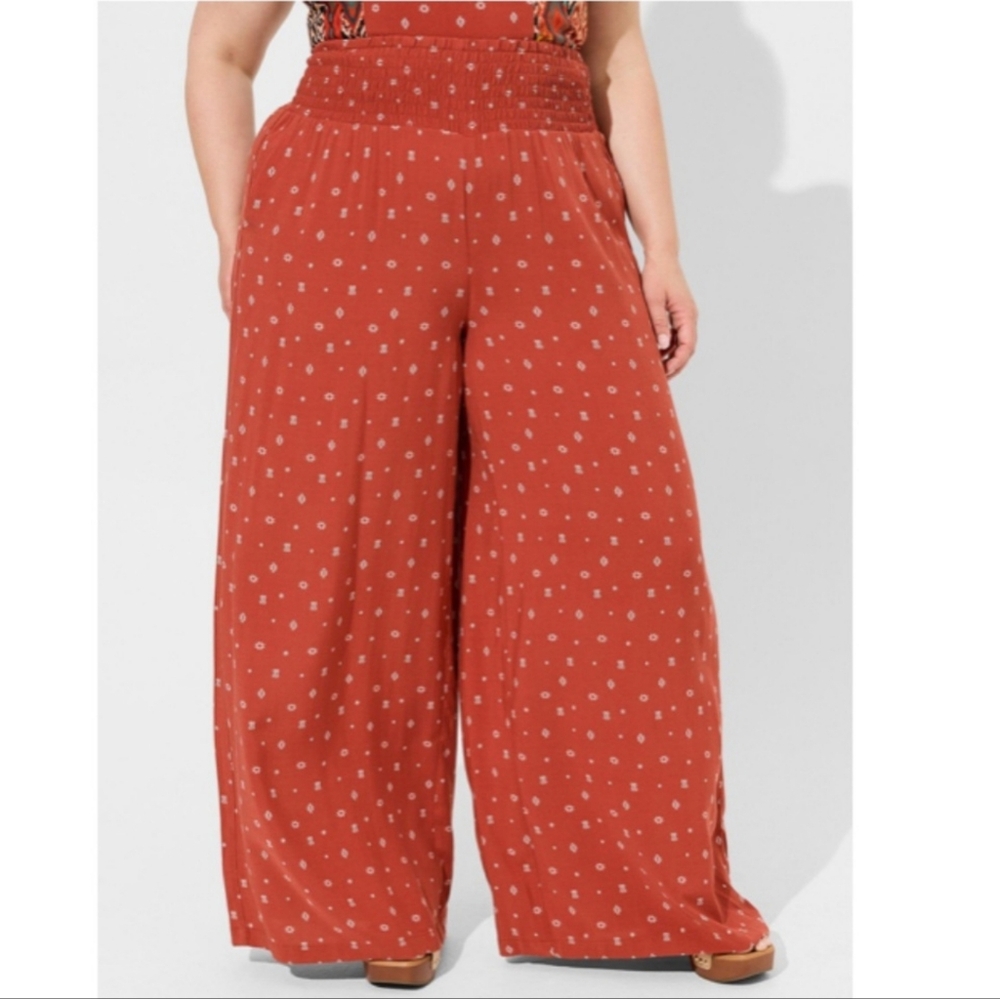 TORRID Pull On Smocked High Waist Wide Leg Pants